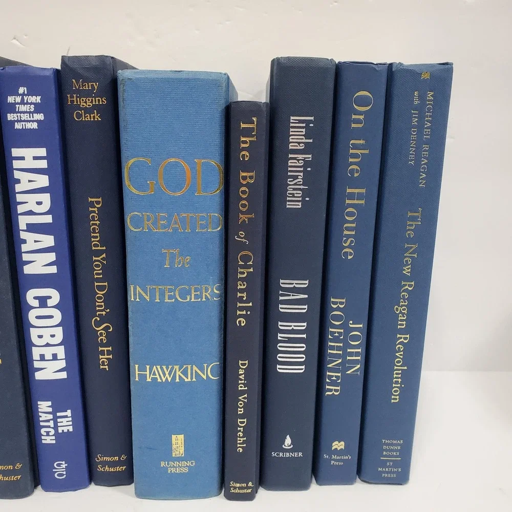 Interior Styling Shelf Filler Decoration Book Set Blue Hardcover Lot of 12